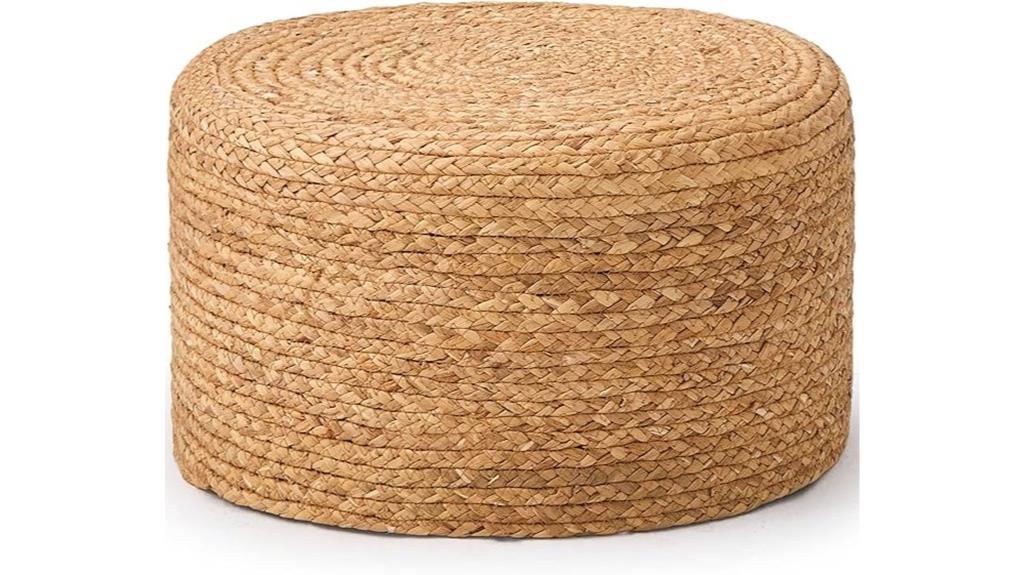 natural hand knitted pouf