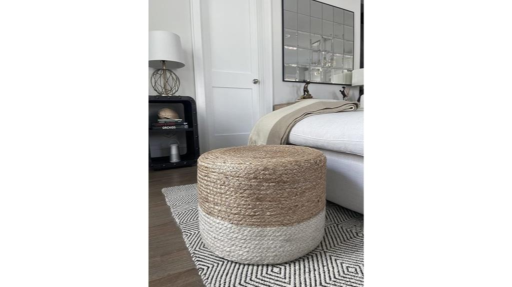 natural ivory braided ottoman