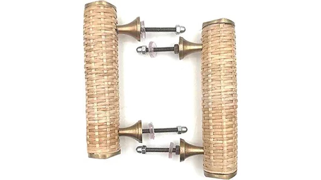 natural rattan round handles