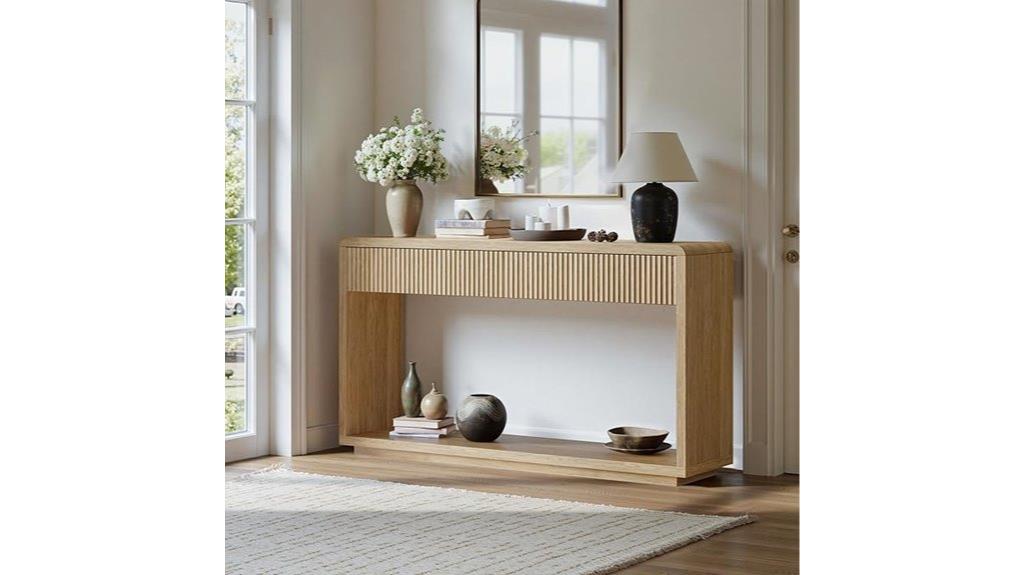 oak entryway table with drawers