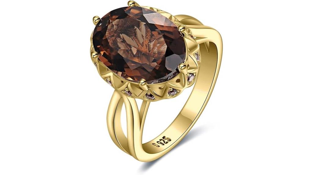 oval smoky quartz ring