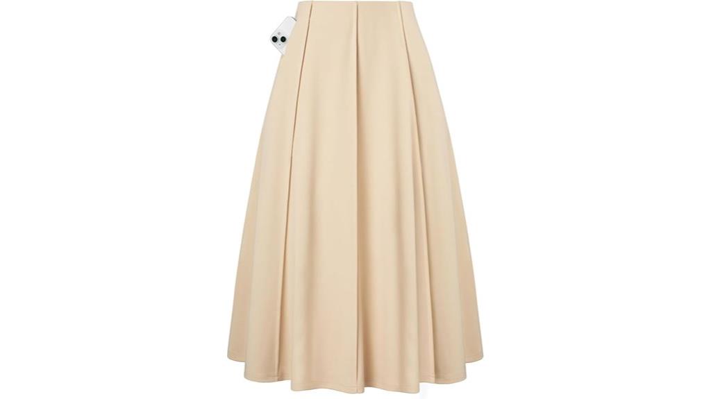 pleated midi skirt with pockets