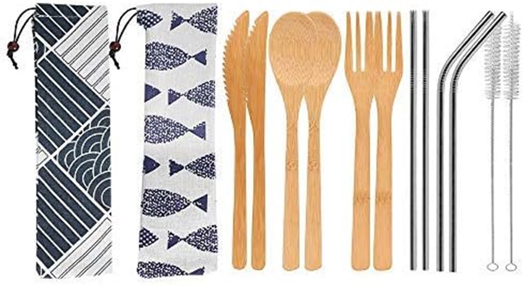 portable bamboo cutlery set