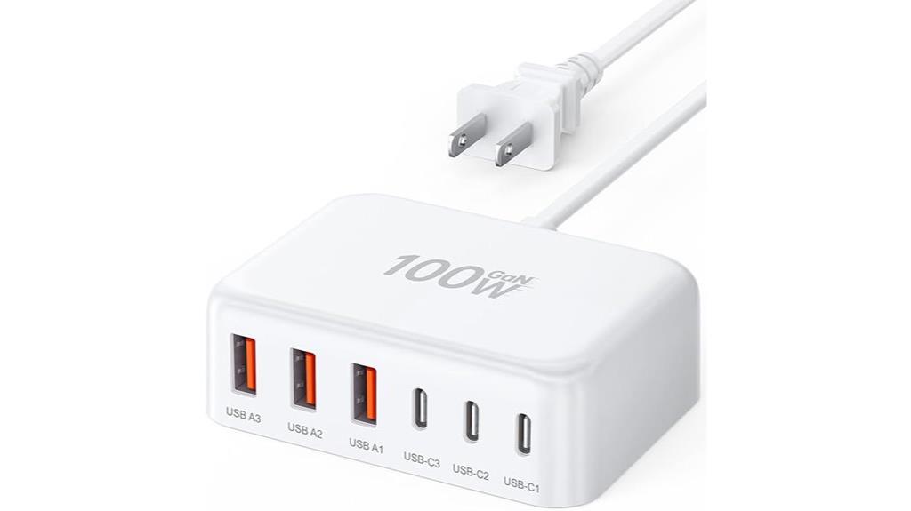 powerful 6 port usb c charger