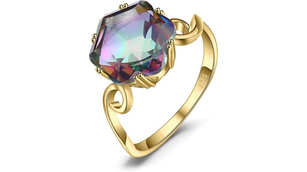 rainbow quartz gold ring