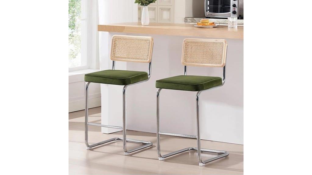 rattan bar stool pair