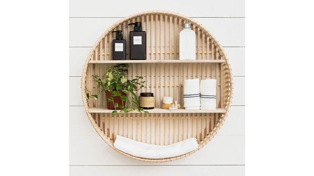 rattan boho floating shelf