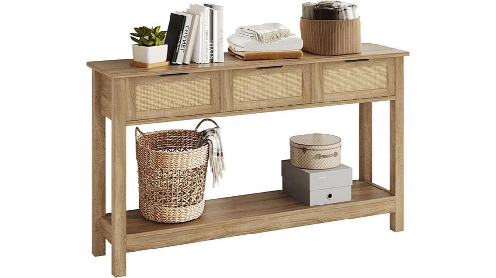 rattan console table