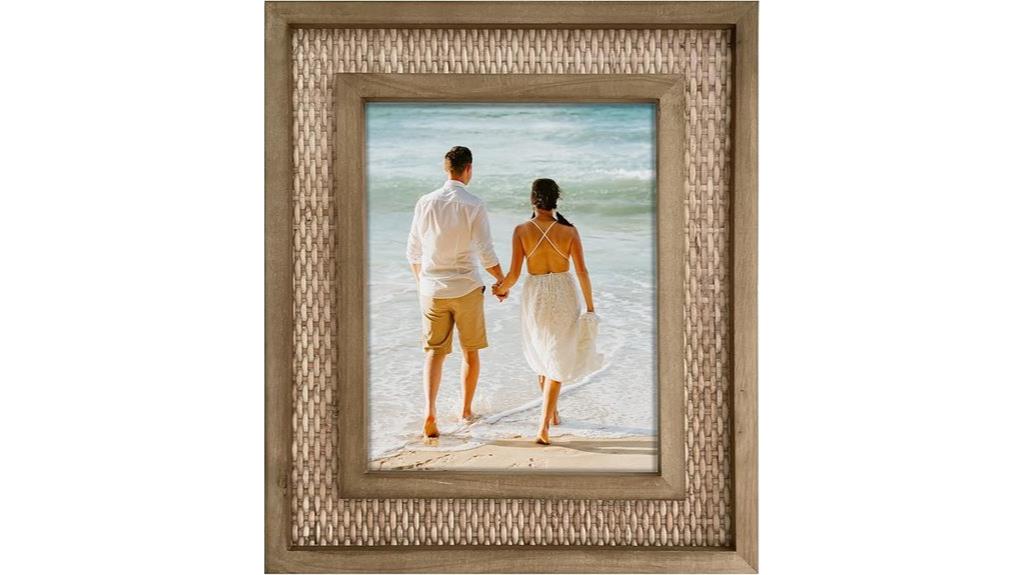 rattan wood photo frame