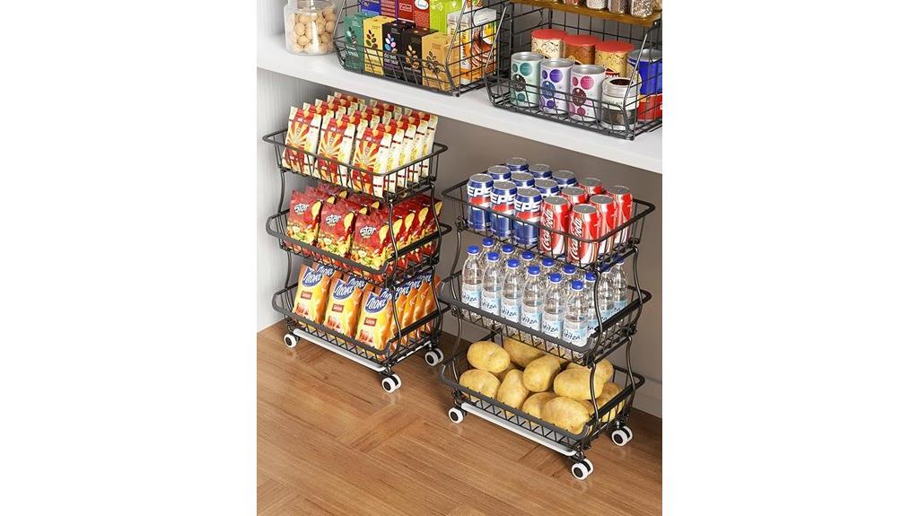 rolling 3 tier pantry cart