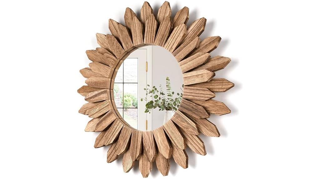 rustic 12 inch wood mirror