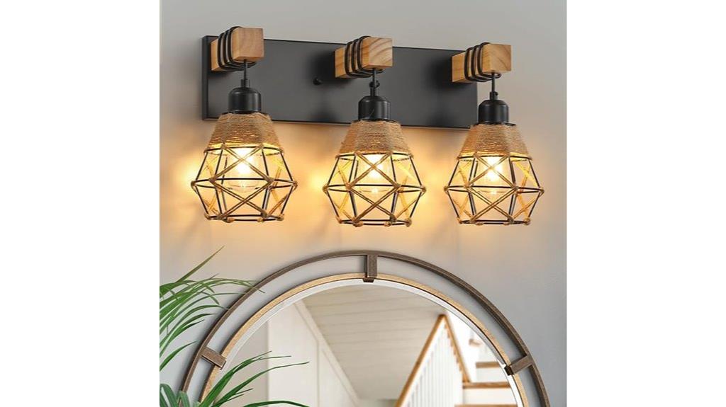 rustic wood bathroom sconce