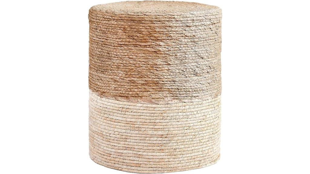 seagrass ottoman with wood