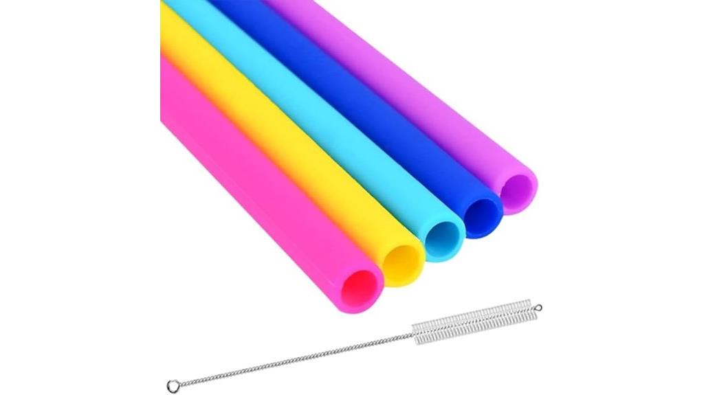 set of five silicone straws
