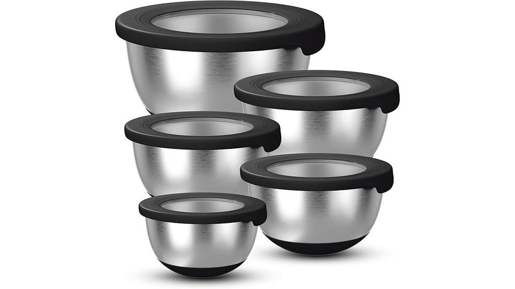 set of five stainless bowls
