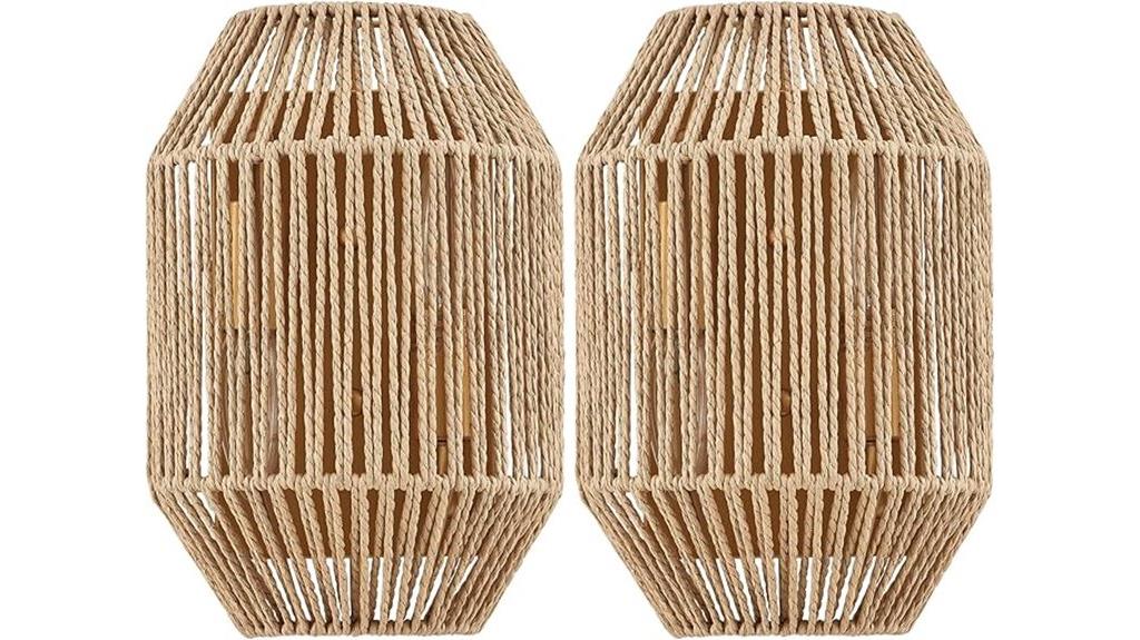 set of natural rattan sconces