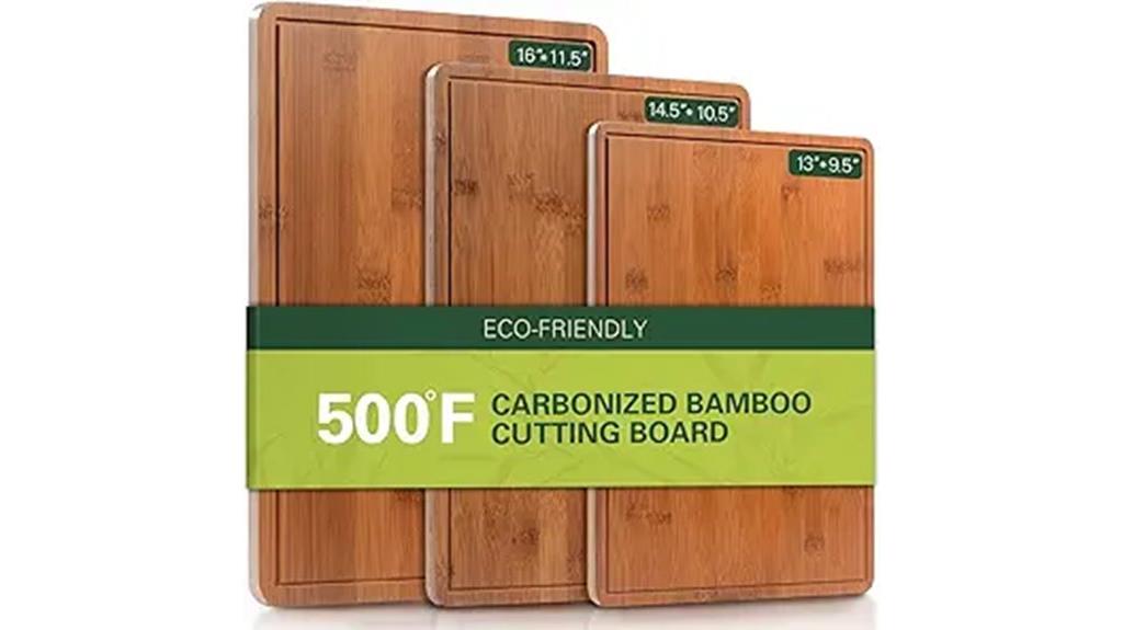 set of three bamboo cutting boards