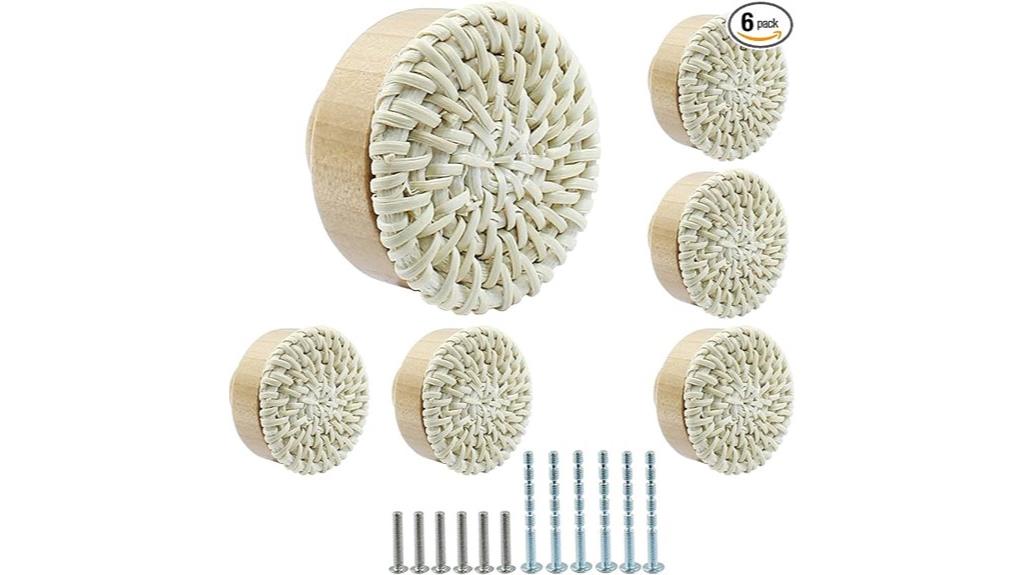 set of woven rattan handles