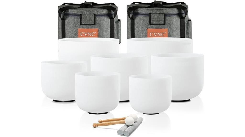 seven piece crystal singing bowls