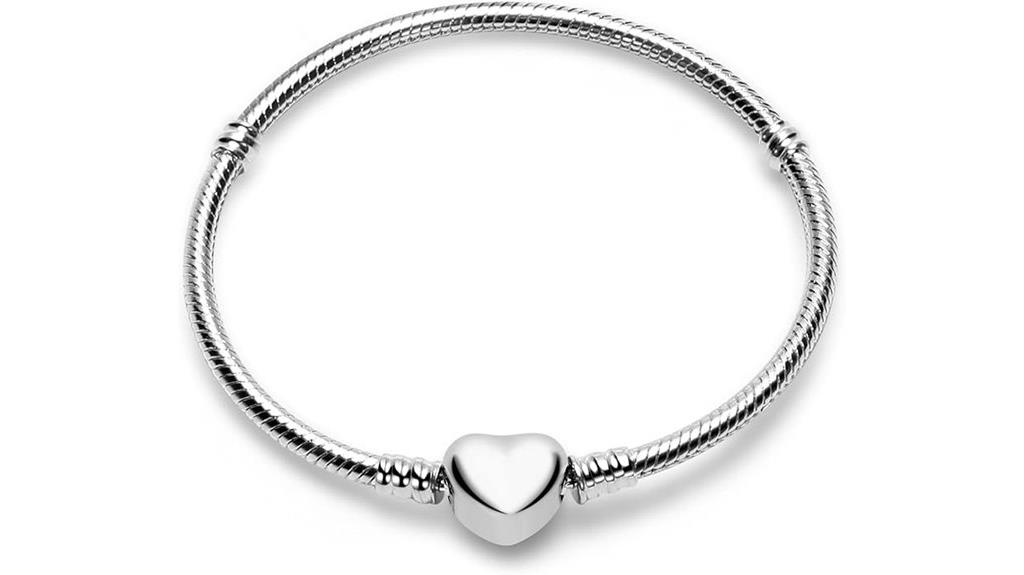 silver heart clasp bracelet