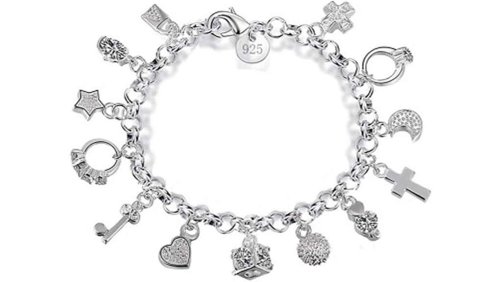 silver thirteen piece bracelet