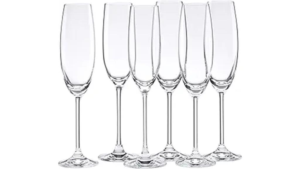 six 8 oz champagne flutes
