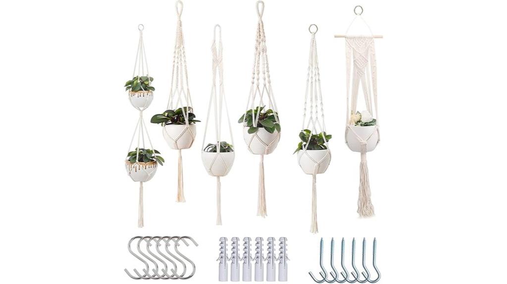 six indoor plant hangers
