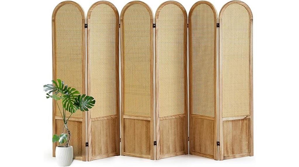 six panel rattan divider