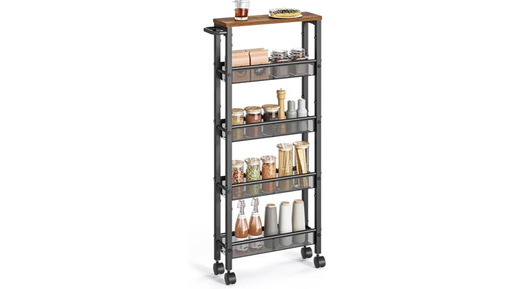 slim 5 tier rolling cart