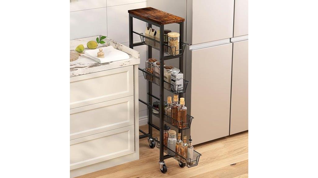 slim rolling storage cart