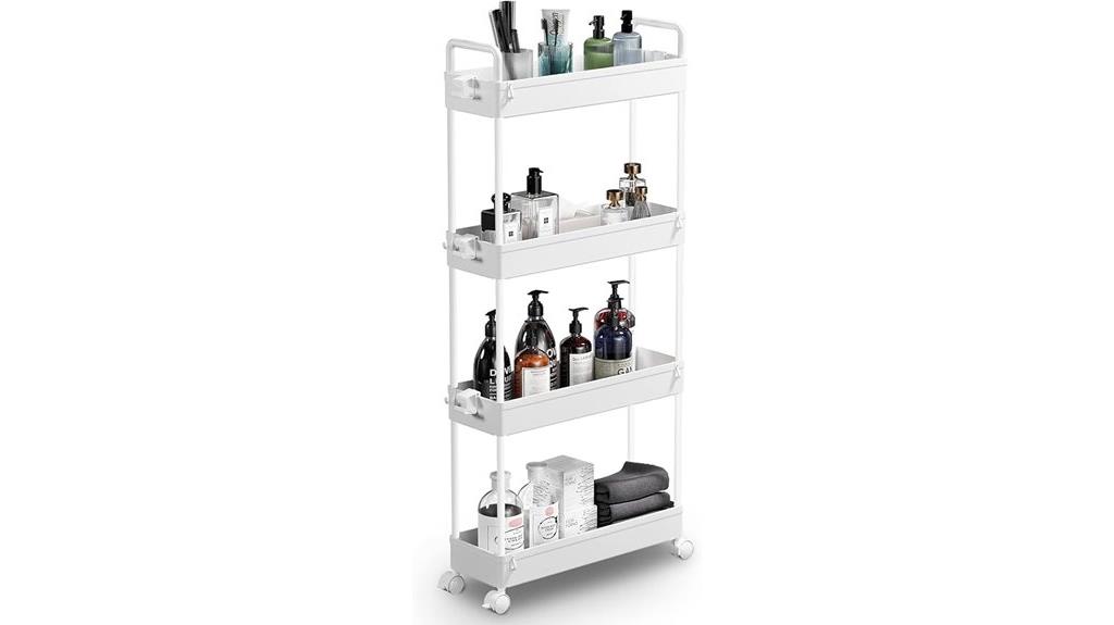 slim wheel bathroom cart