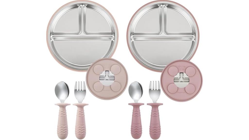 stainless baby plate set