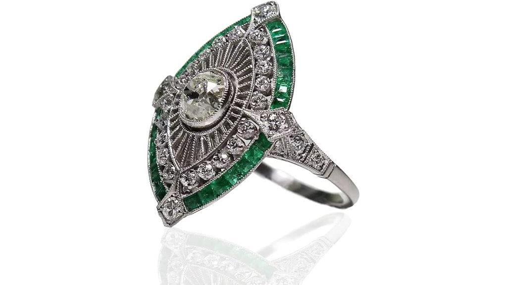 sterling silver emerald ring
