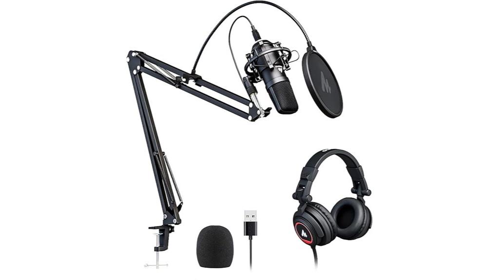 studio microphone and headphones