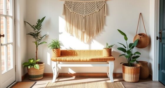 stylish boho entryway benches