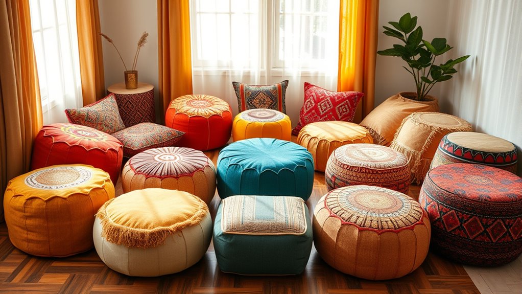 stylish comfortable boho poufs