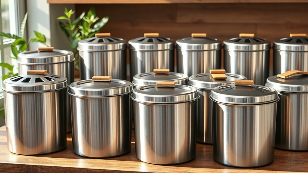 stylish stainless steel compost bins