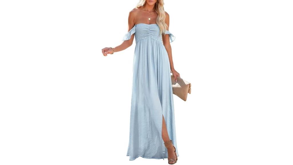 summer off shoulder maxi dresses