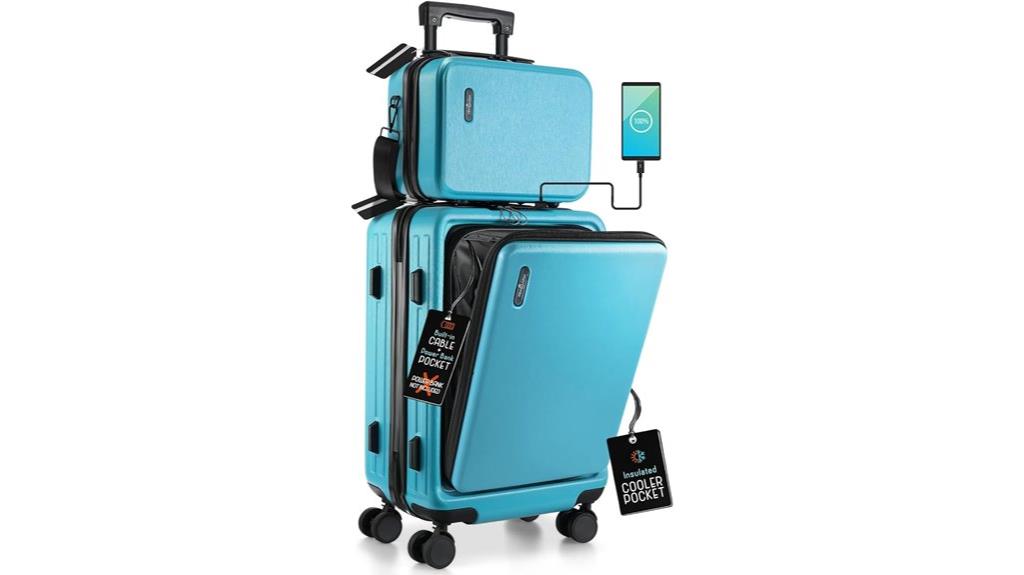 teal 22 inch suitcase