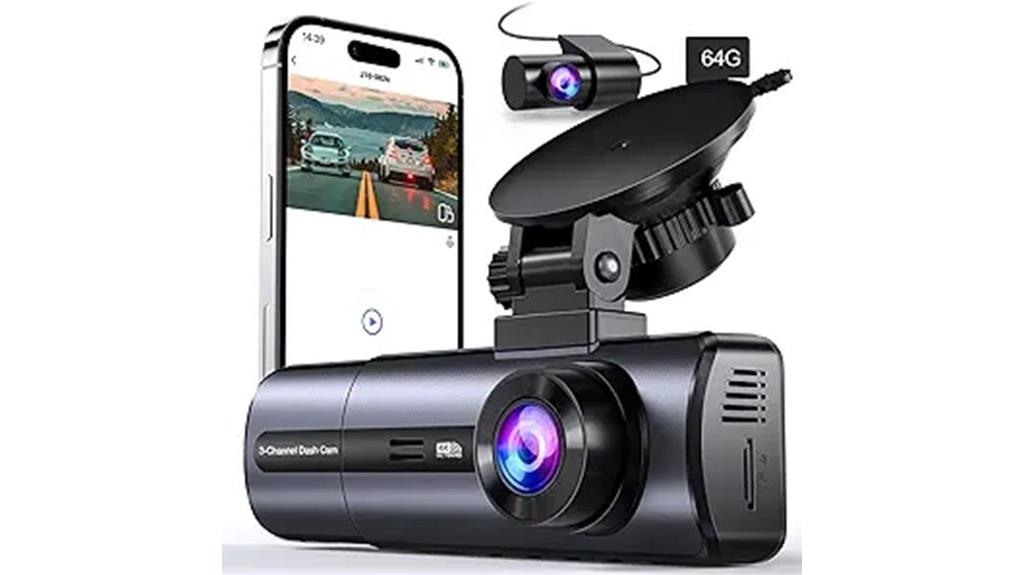 three channel 4k wifi dashcam