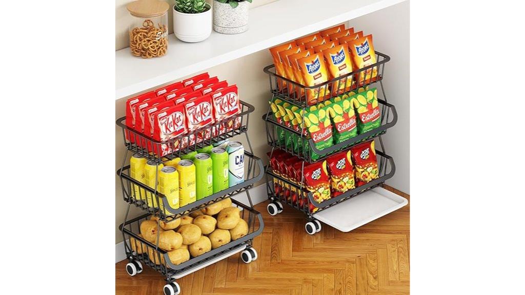 three tier rolling pantry
