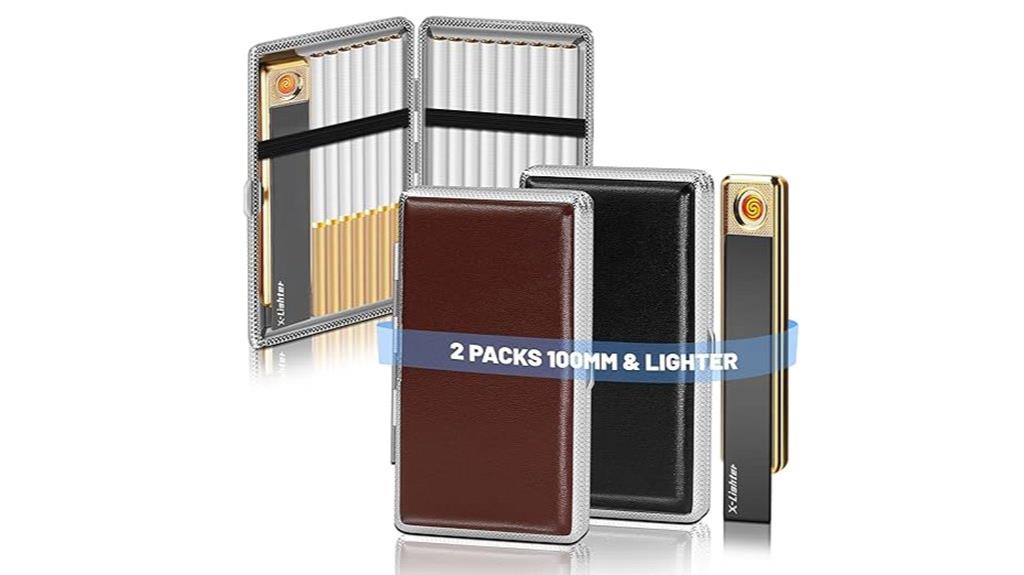 twin colored cigarette case set