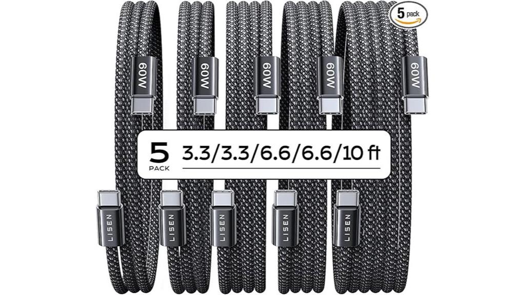 usb c 5 pack charging cables