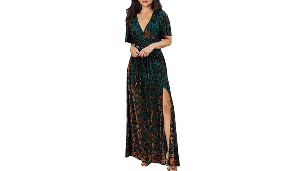 velvet v neck wrap dress