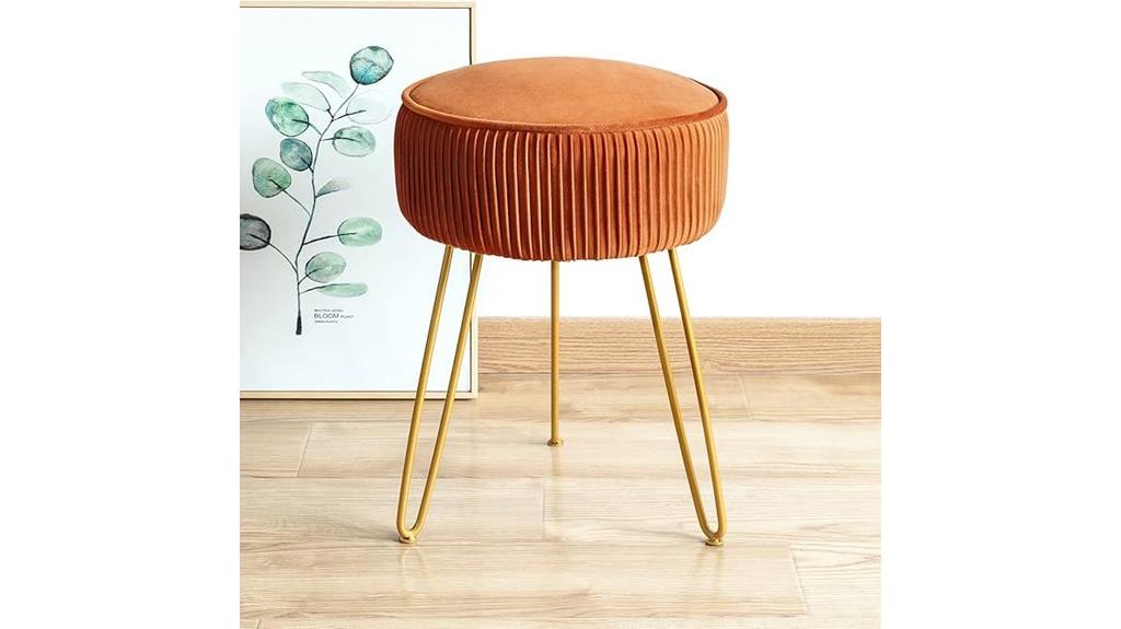velvet vanity stool with metal legs