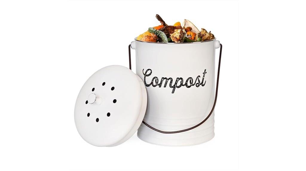 white enamel compost bin