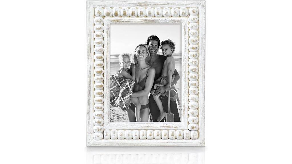 whitewashed wood beaded frame