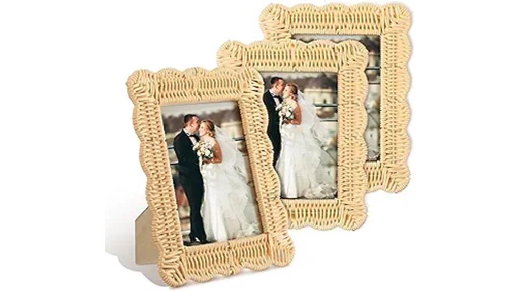wicker rattan photo frames
