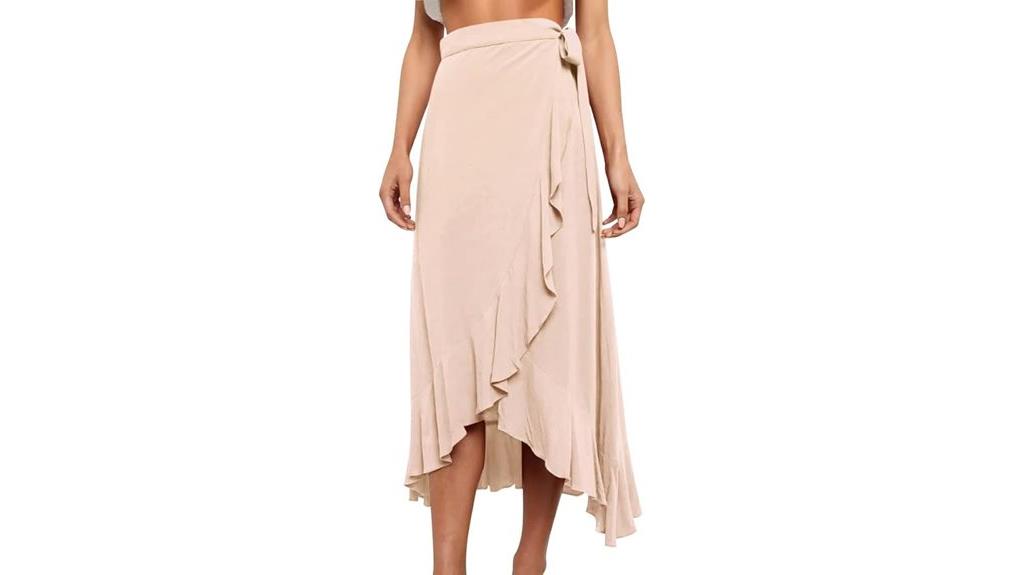 women ruffle wrap skirt