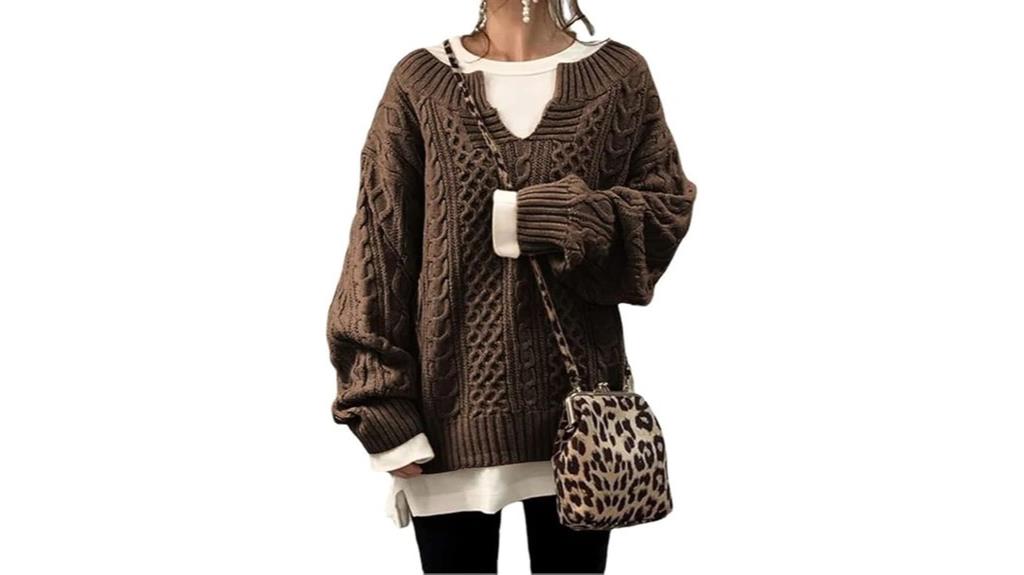 women s chunky v neck sweater